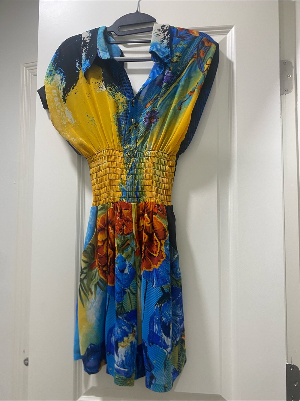 Vibrant Blue & Yellow Floral Jumpsuit Romper